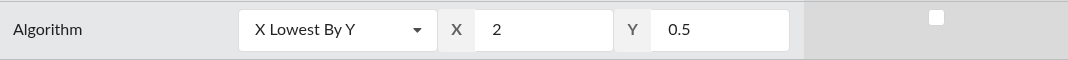 Screenshot: The Algorithm dropdown with the X/Y parameter inputs visible