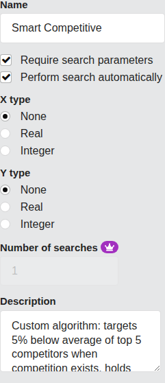 Algorithm Options Panel