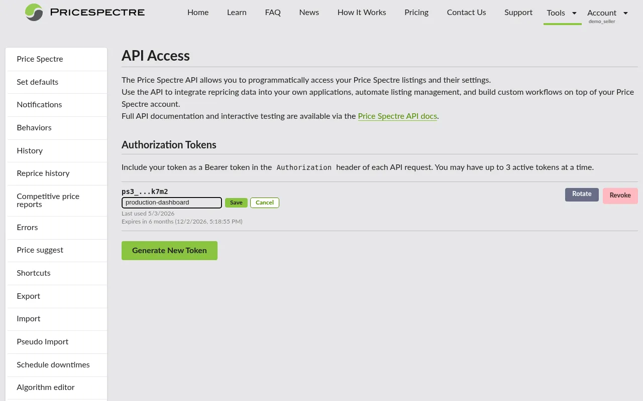 Screenshot: Inline nickname editor open on a token row, with Save and Cancel buttons