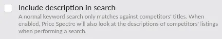 Screenshot: Include description in search checkbox in the Search section