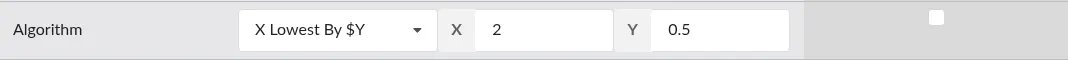 Screenshot: Default algorithm field on the Set Defaults page