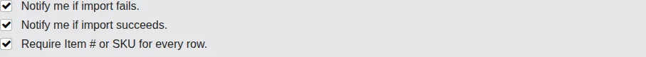 Screenshot: Import options checkboxes
