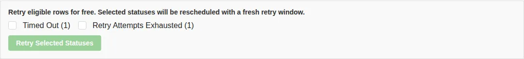 Screenshot: Retry section with retryable status checkboxes