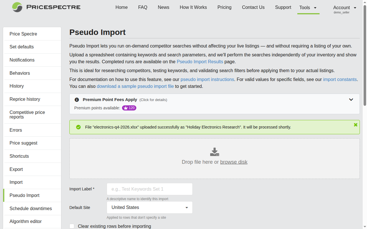 Screenshot: Upload success confirmation message