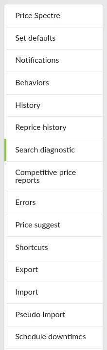 Screenshot: Search Diagnostic tool entry under the Tools menu
